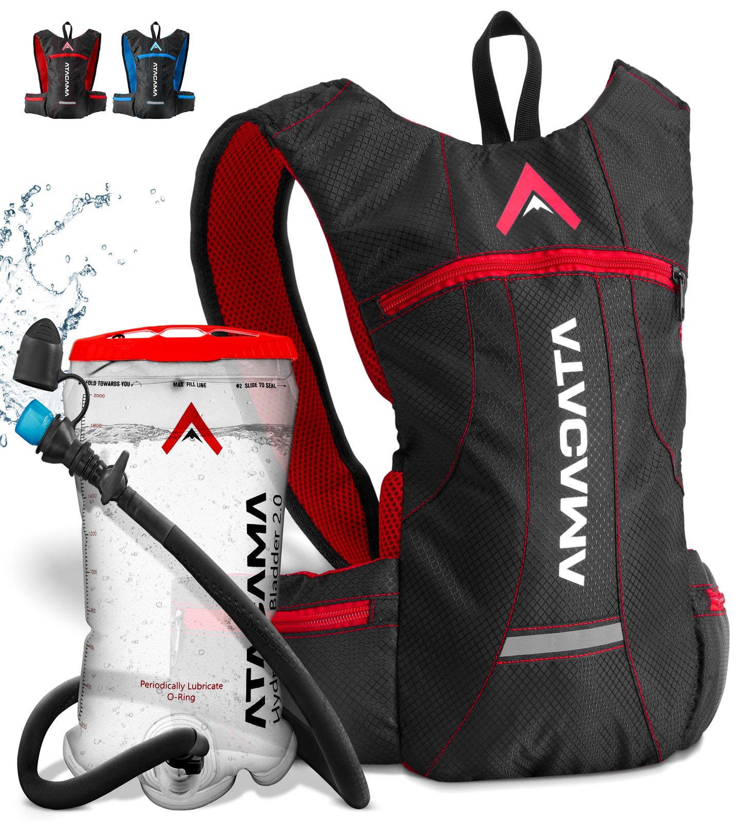 ATACAMA Pack Hydratation Sac à Dos de Course Marche à Pied de vélo,  optionnel avec vessie d'hydratation, Pochette d'eau 2L